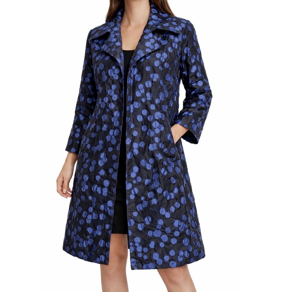 VTG Carolyn Rose USA Blue Artsy Chic Architectural Coat Mod Elegant  Jacket Lg